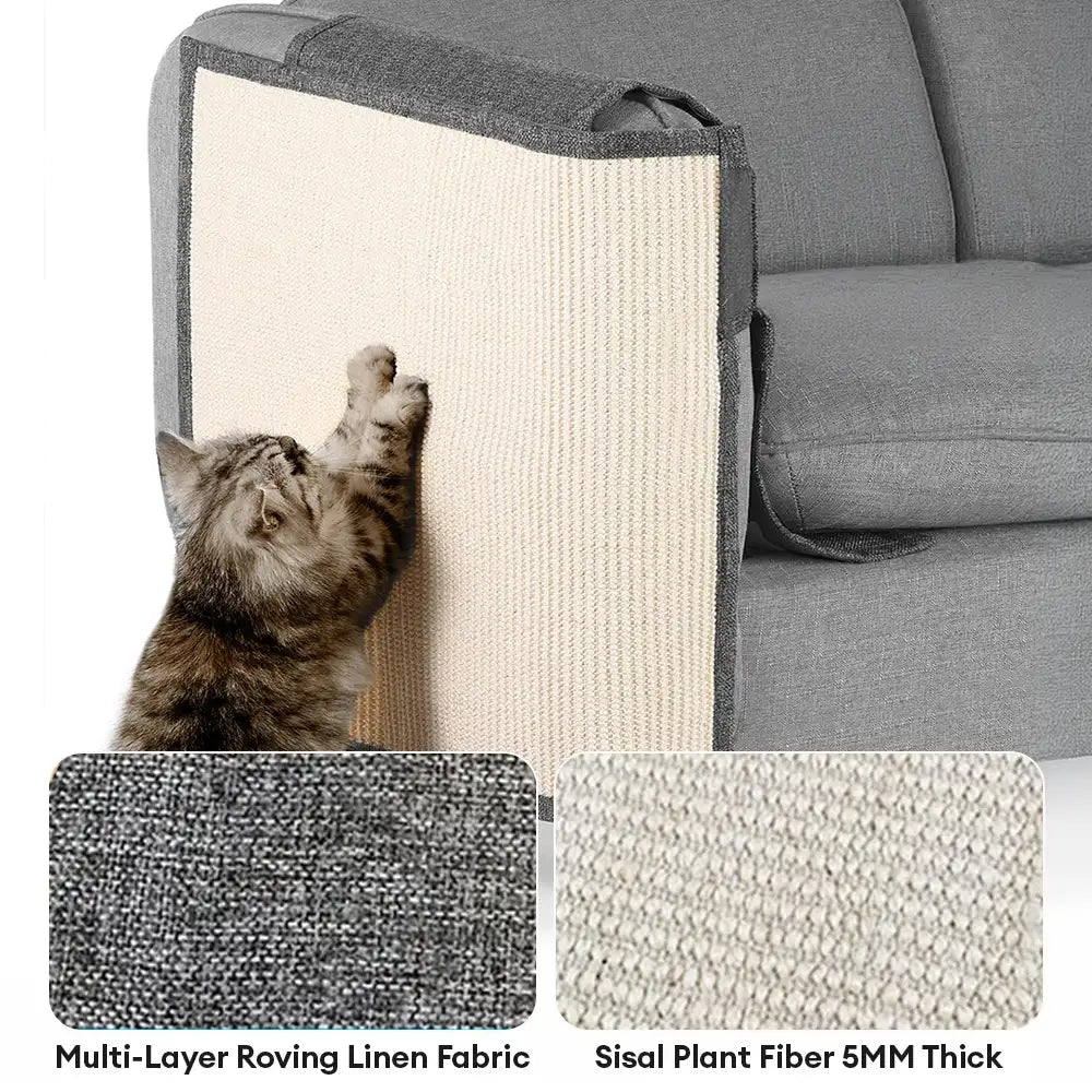 Tapis grattant pour chats entièrement recouvert en faux sisal, protection des accoudoirs de canapé pour chats.