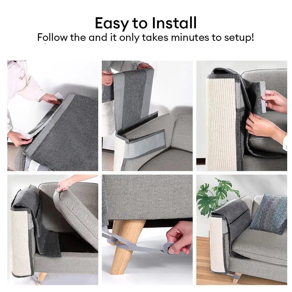 Tapis grattant pour chats entièrement recouvert en faux sisal, protection des accoudoirs de canapé pour chats.