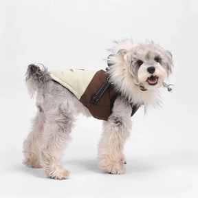 Manteau chaud pour chien avec capuche en fourrure et boucle pour laisse