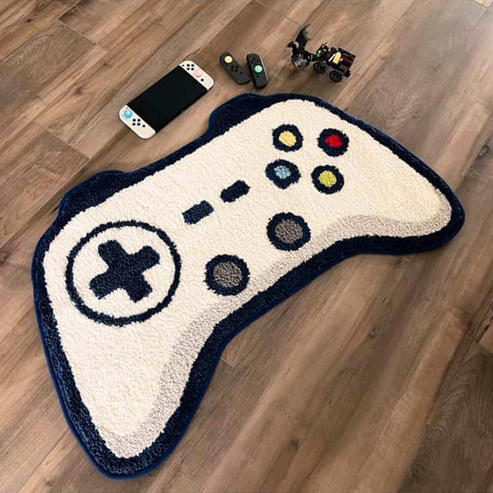 Tapis imprimé en faux cachemire en forme de manette de jeu