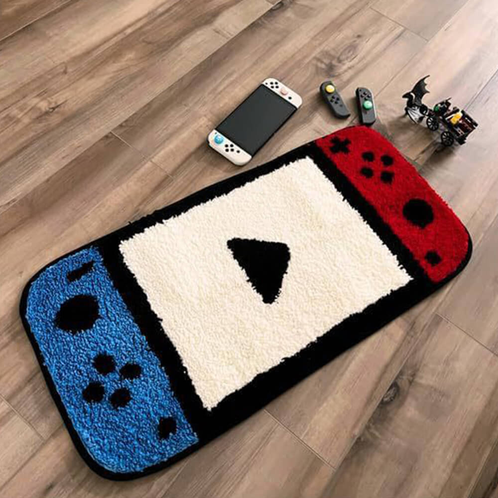 Tapis imprimé en faux cachemire en forme de manette de jeu