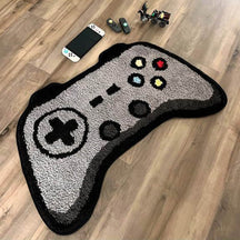 Tapis imprimé en faux cachemire en forme de manette de jeu