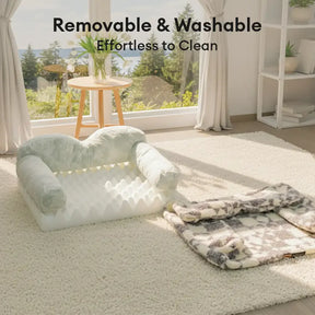 Lit pour chien en peluche thermique amovible et lavable à motif géométrique