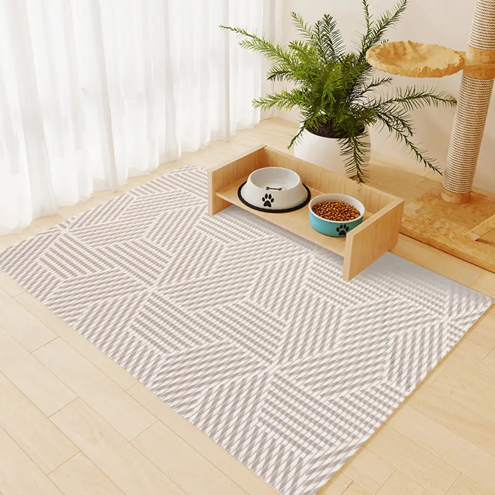 Tapis de gamelle pour animaux motif géométrique grande taille imperméable et antidérapant