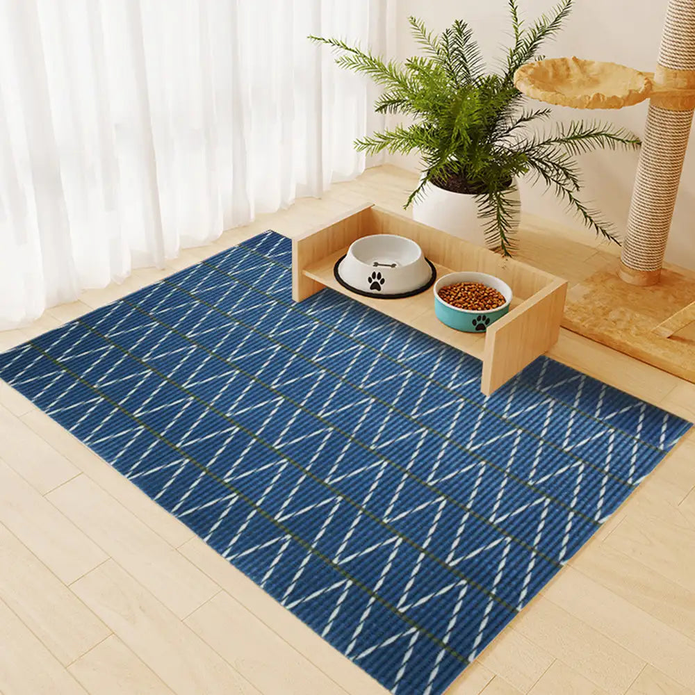 Tapis de gamelle pour animaux motif géométrique grande taille imperméable et antidérapant