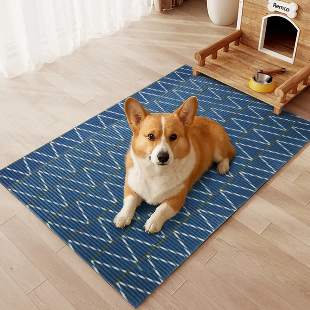 Tapis de gamelle pour animaux motif géométrique grande taille imperméable et antidérapant