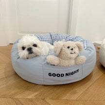 Bonne nuit lit apaisant pour chien avec sommeil profond et jouet ours