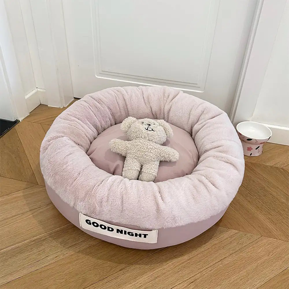Bonne nuit lit apaisant pour chien avec sommeil profond et jouet ours