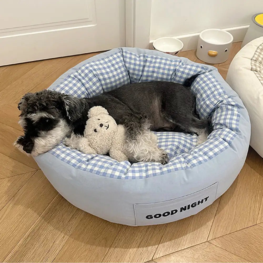 Bonne nuit lit apaisant pour chien avec sommeil profond et jouet ours