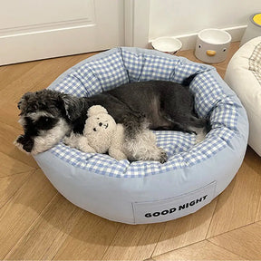 Bonne nuit lit apaisant pour chien avec sommeil profond et jouet ours