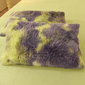 Parure de Draps Chauds en Peluche Longue Dégradé Mode