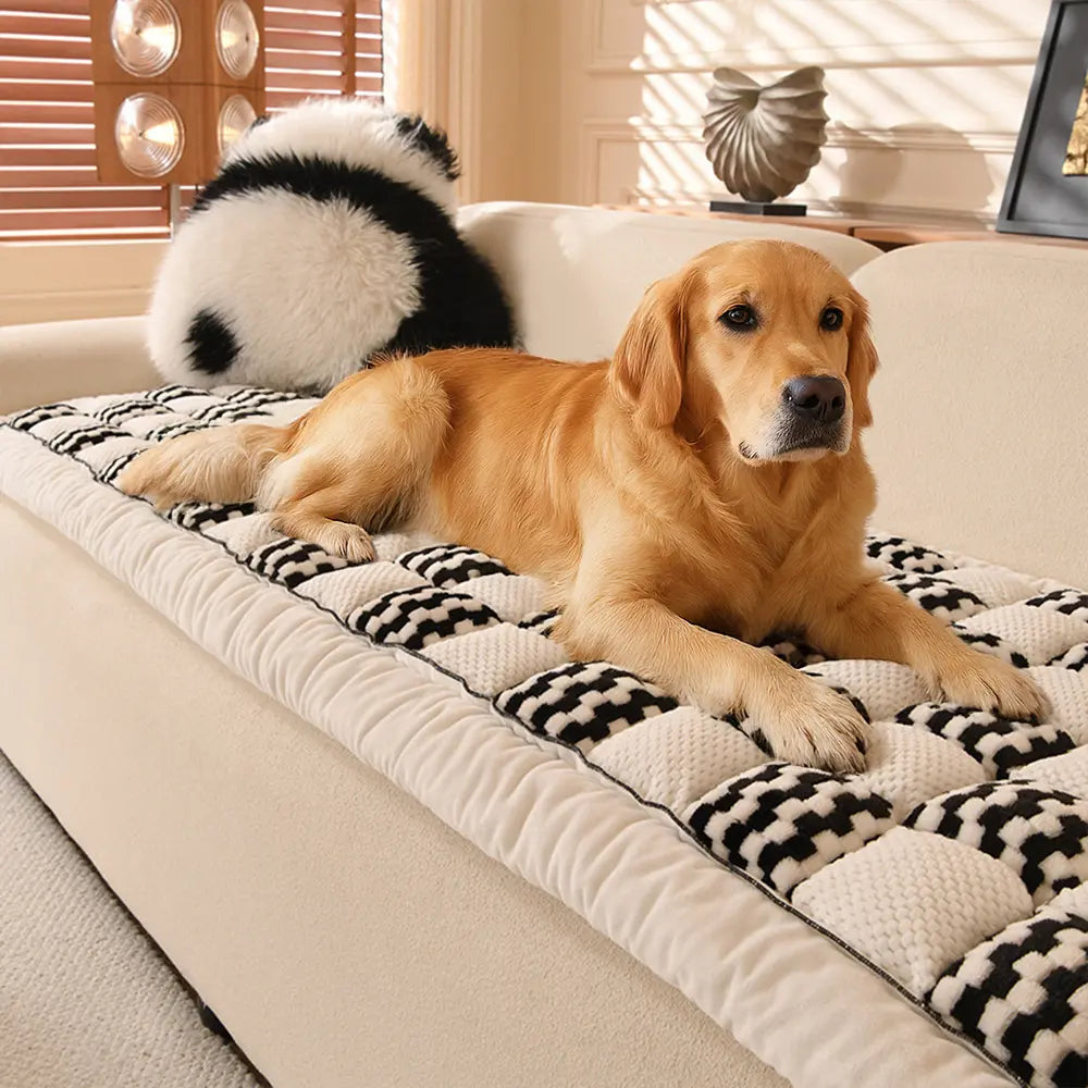 Matelas pour animaux en peluche fait main avec housse de canapé confortable à carreaux