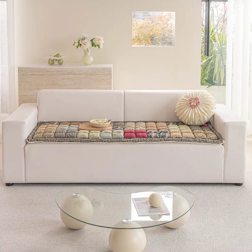 Tapis pour animaux de compagnie en peluche doux, floral vintage fait main, housse de canapé antidérapante