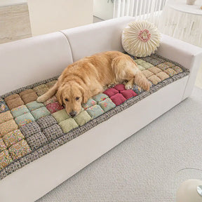 Tapis pour animaux de compagnie en peluche doux, floral vintage fait main, housse de canapé antidérapante
