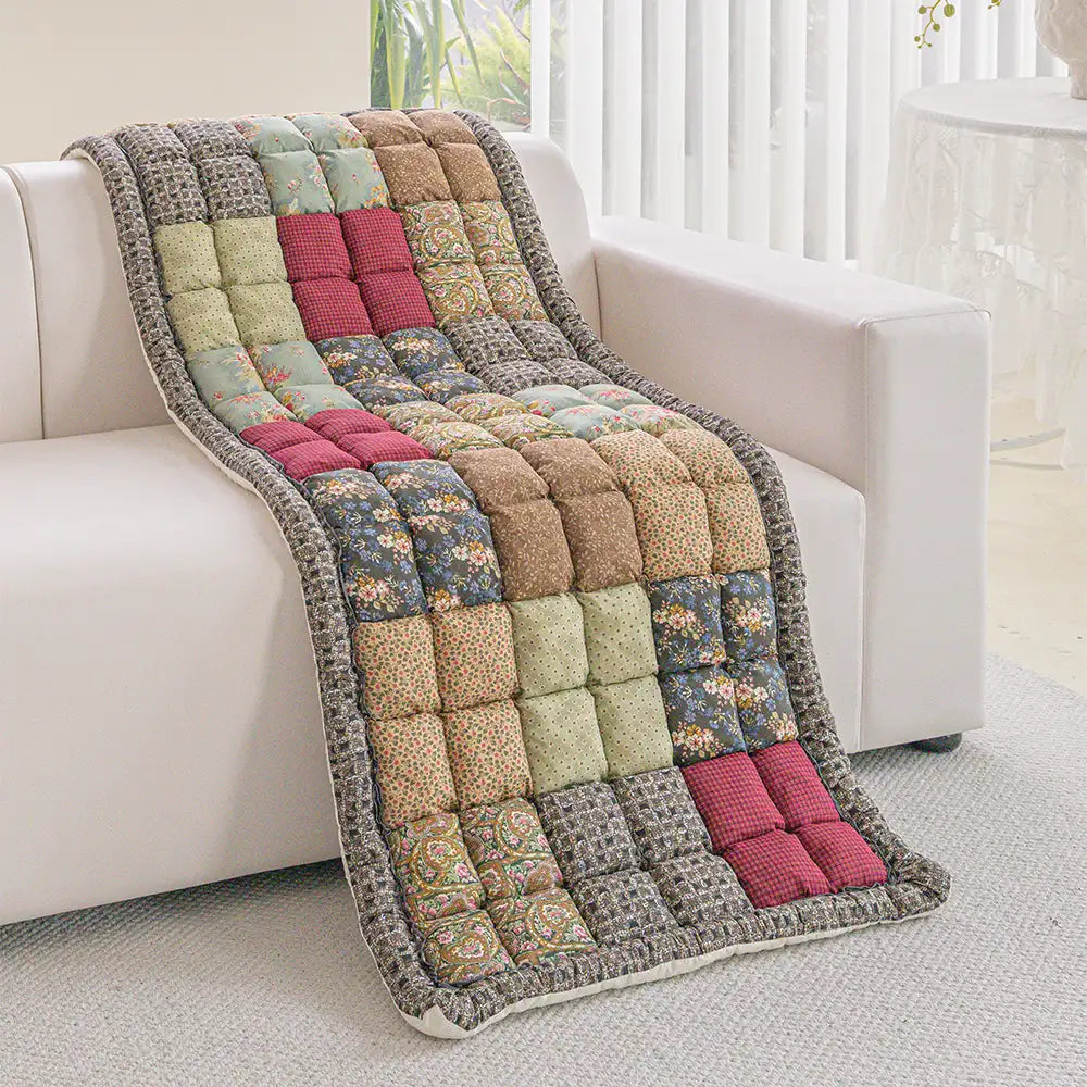 Tapis pour animaux de compagnie en peluche doux, floral vintage fait main, housse de canapé antidérapante