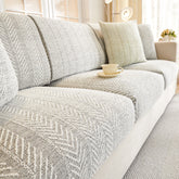 Housse de canapé magique antidérapante en chenille à motif chevrons