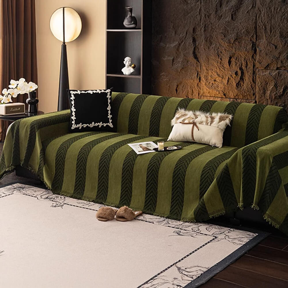 Housse de couchage en chenille chevrons durable avec coutures invisibles