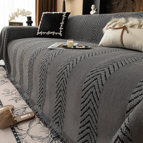 Housse de couchage en chenille chevrons durable avec coutures invisibles