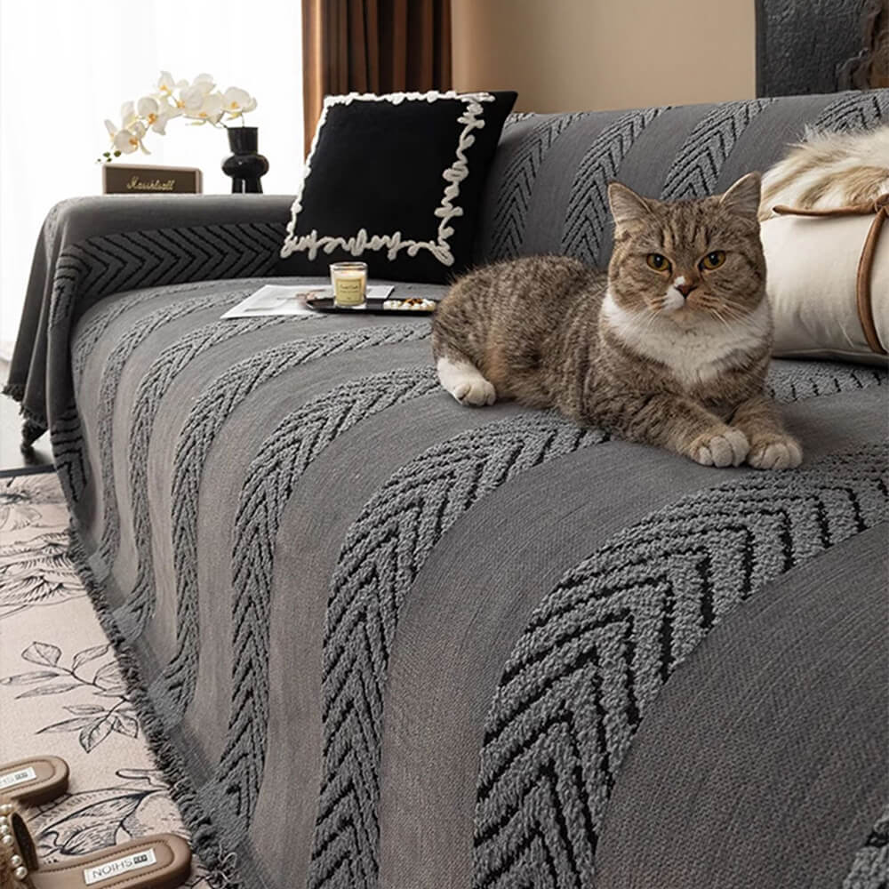Housse de couchage en chenille chevrons durable avec coutures invisibles