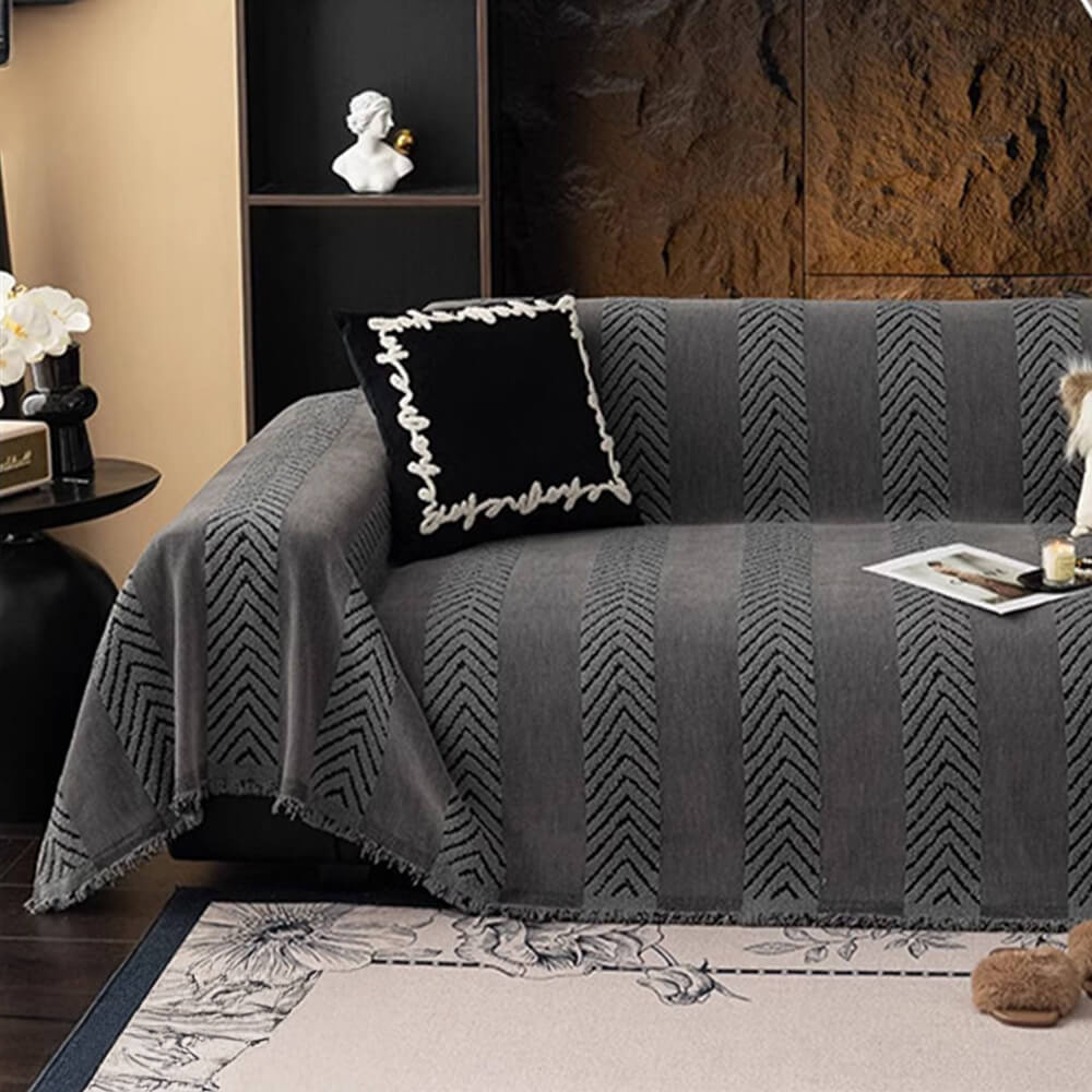 Housse de couchage en chenille chevrons durable avec coutures invisibles