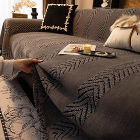 Housse de couchage en chenille chevrons durable avec coutures invisibles