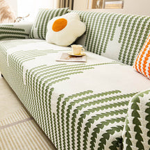 Housse de canapé extensible pleine largeur motif chevron confortable et magique