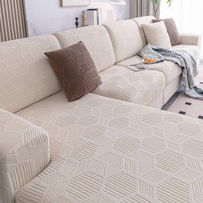 Housse de canapé extensible intégrale motif nid d’abeille déperlante