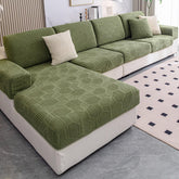 Housse de canapé d'angle extensible intégrale motif nid d’abeille déperlante
