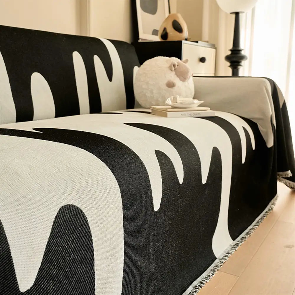 Housse de canapé universelle multifonctionnelle en chenille motif vague Ice Cream toutes saisons