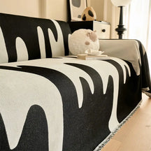 Housse de canapé universelle multifonctionnelle en chenille motif vague Ice Cream toutes saisons