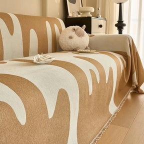 Housse de canapé universelle multifonctionnelle en chenille motif vague Ice Cream toutes saisons
