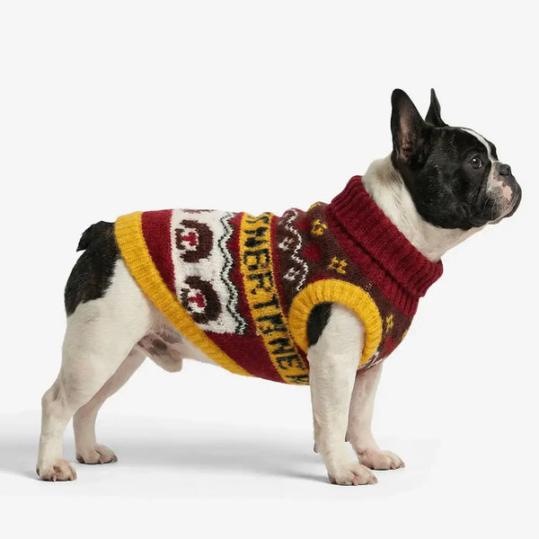 Pull pour chien sans manches en tricot Jacquard épais – Conçu pour les Teckels, Bouledogues français et Carlin.