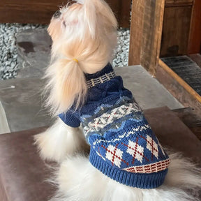 Pull pour chien en diamant Fair Isle tricoté