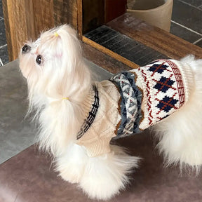 Pull pour chien en diamant Fair Isle tricoté