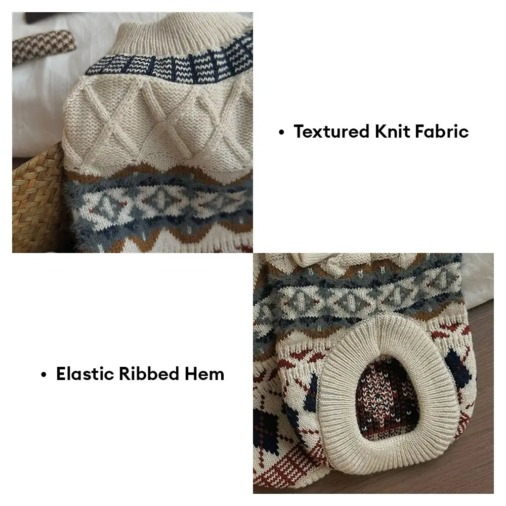 Pull pour chien en diamant Fair Isle tricoté