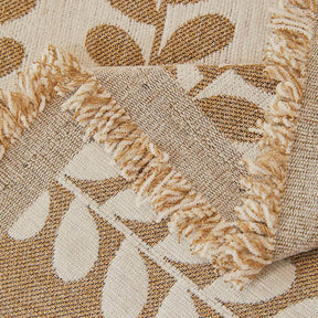 Housse de canapé en tissu chenille à rayures feuille avec franges décoratives