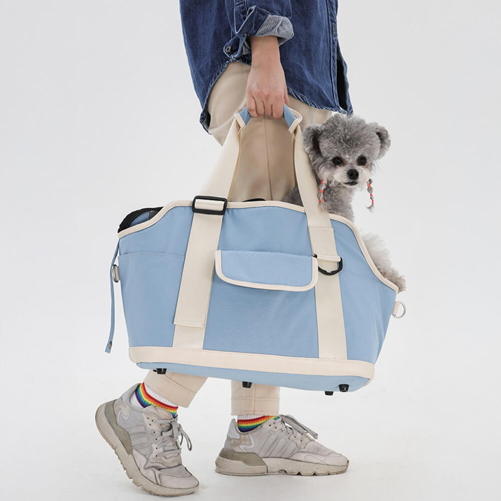 Sac de voyage imperméable multifonction léger pour animaux de compagnie couleur contrastée