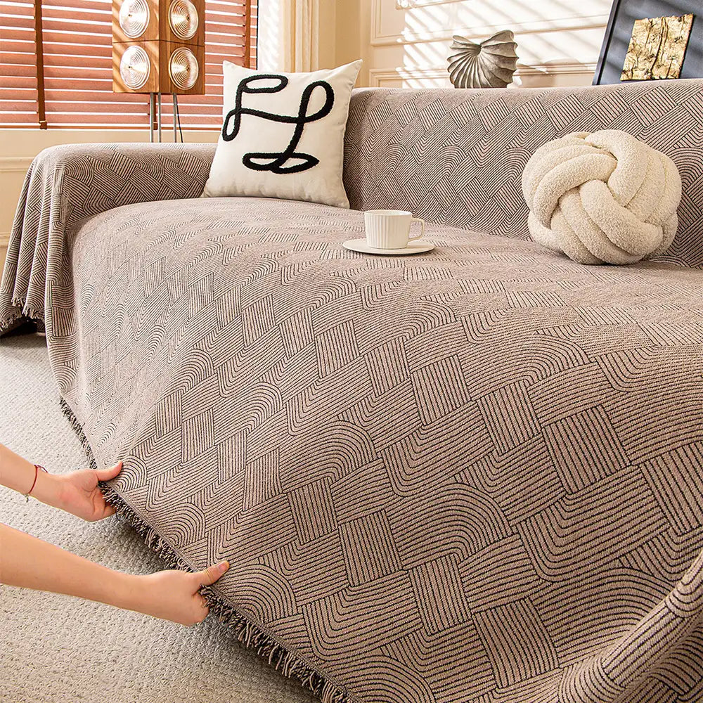 Housse de canapé en chenille à motif ligneux, confortable et résistante aux éraflures