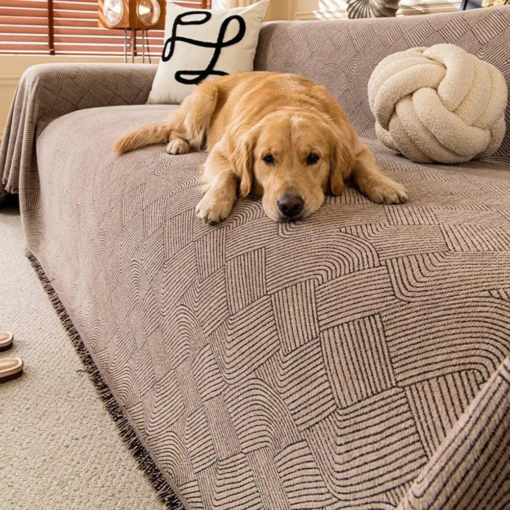 Housse de canapé en chenille à motif ligneux, confortable et résistante aux éraflures