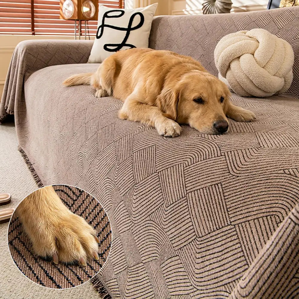 Housse de canapé en chenille à motif ligneux, confortable et résistante aux éraflures