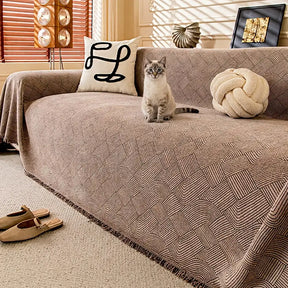 Housse de canapé en chenille à motif ligneux, confortable et résistante aux éraflures