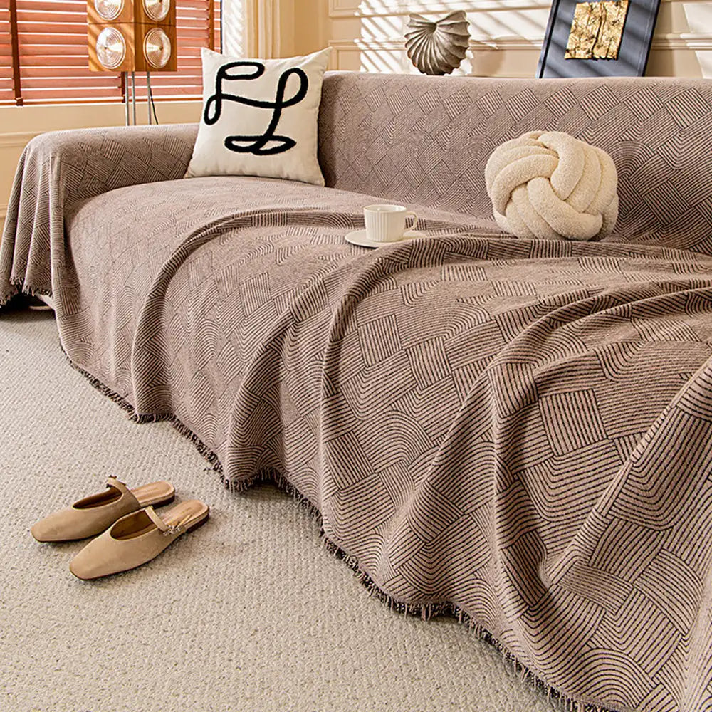 Housse de canapé en chenille à motif ligneux, confortable et résistante aux éraflures