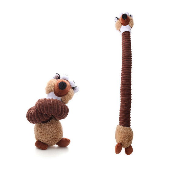 Jouet pour Chien en Peluche Squeaky avec Long Cou Animal Jouet à Mâcher Interactif
