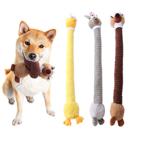 Jouet pour Chien en Peluche Squeaky avec Long Cou Animal Jouet à Mâcher Interactif