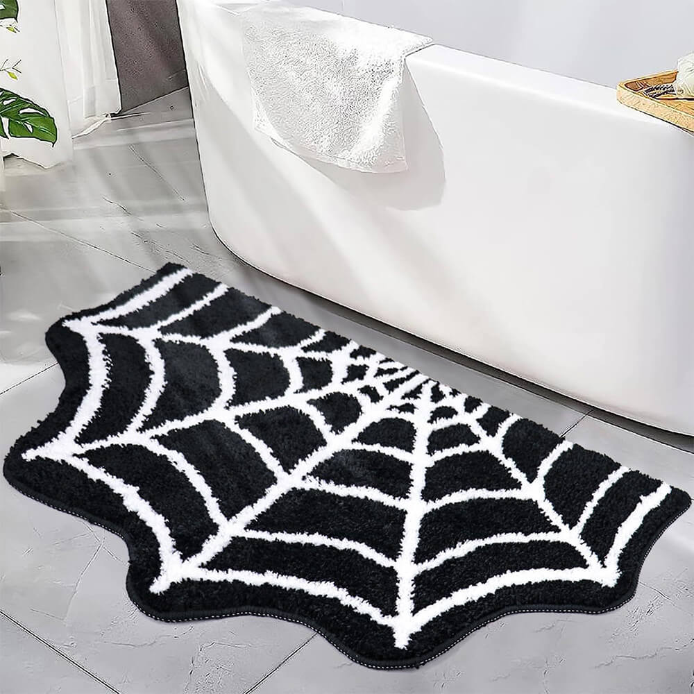 Tapis Halloween Luxueux en Cachemire Synthétique - Design Araignée Doux et Effrayant