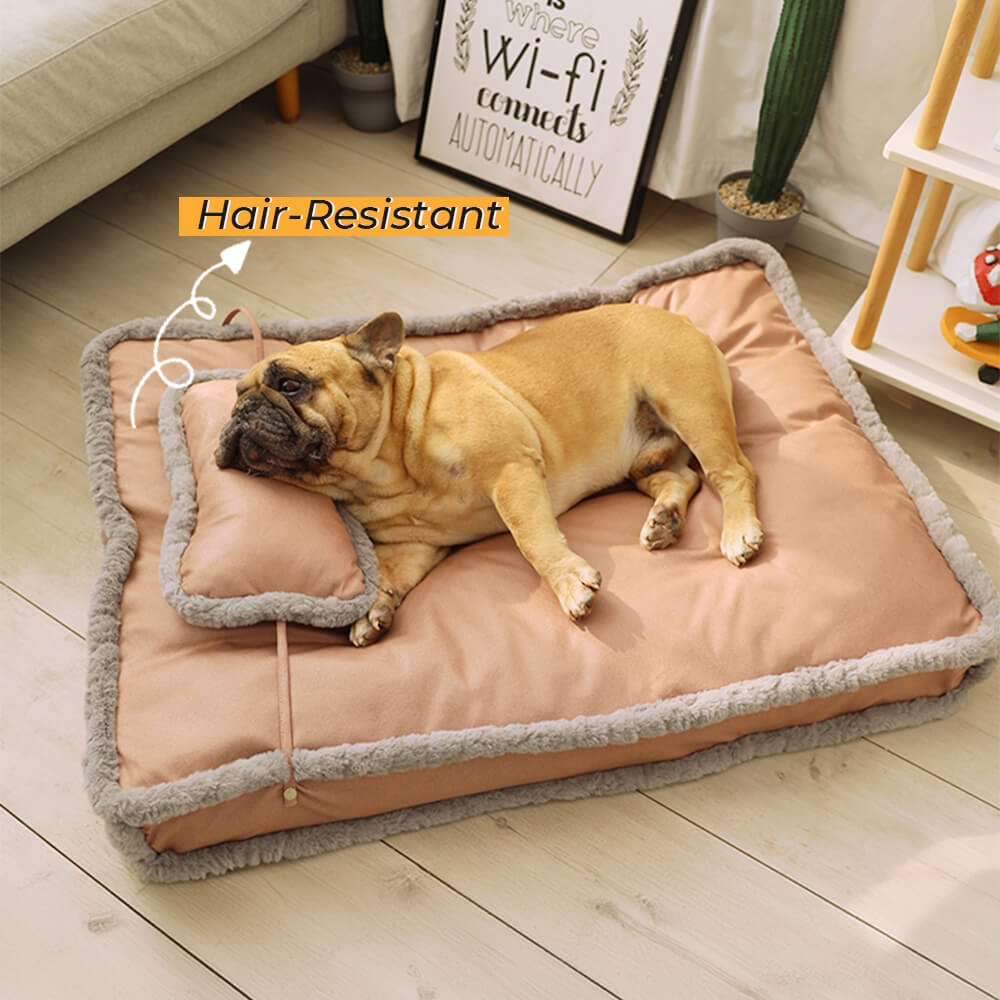 Lit pour chien en simili cuir rétro luxueux avec coussin