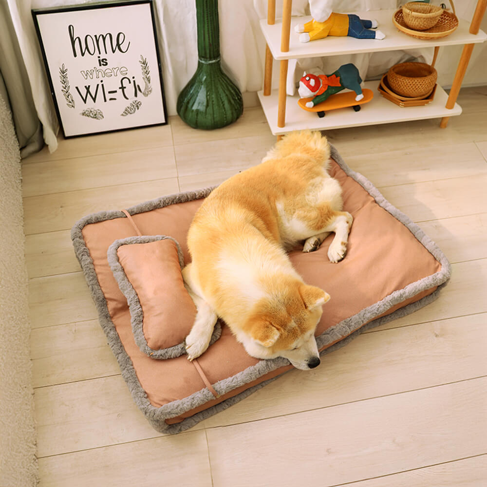 Lit pour chien en simili cuir rétro luxueux avec coussin