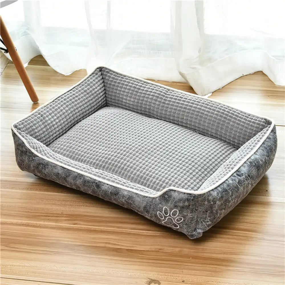 Lit pour chien luxe faux cuir doux polaire lavable
