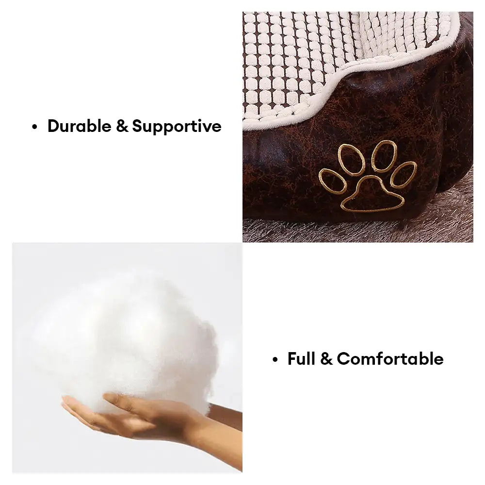 Lit pour chien luxe faux cuir doux polaire lavable