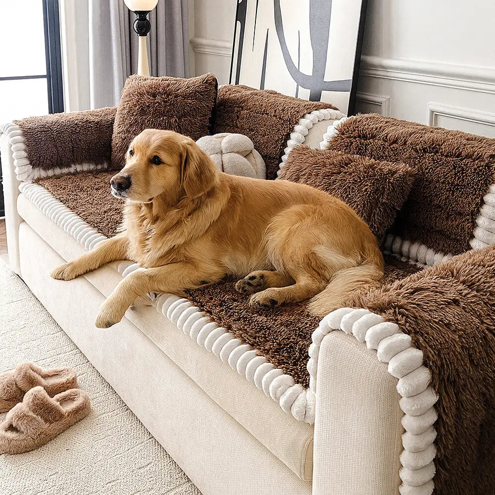 Housse de canapé en peluche luxueuse épaisse confortable et antidérapante